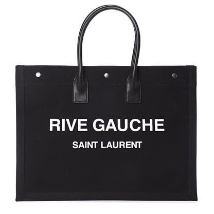 Saint Laurent Linen Calfskin Rive Gauche Tote Black 1 of 8