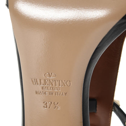 Valentino Garavani Grained Calfskin Rockstud Ankle Strap 5/105mm Sandals 37.5 Black 7 of 11