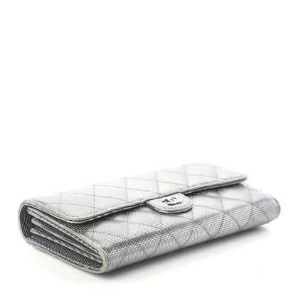 Chanel Metallic Calfskin Quilted Pixel Effect Large Flap Wallet Silver 3 of 6