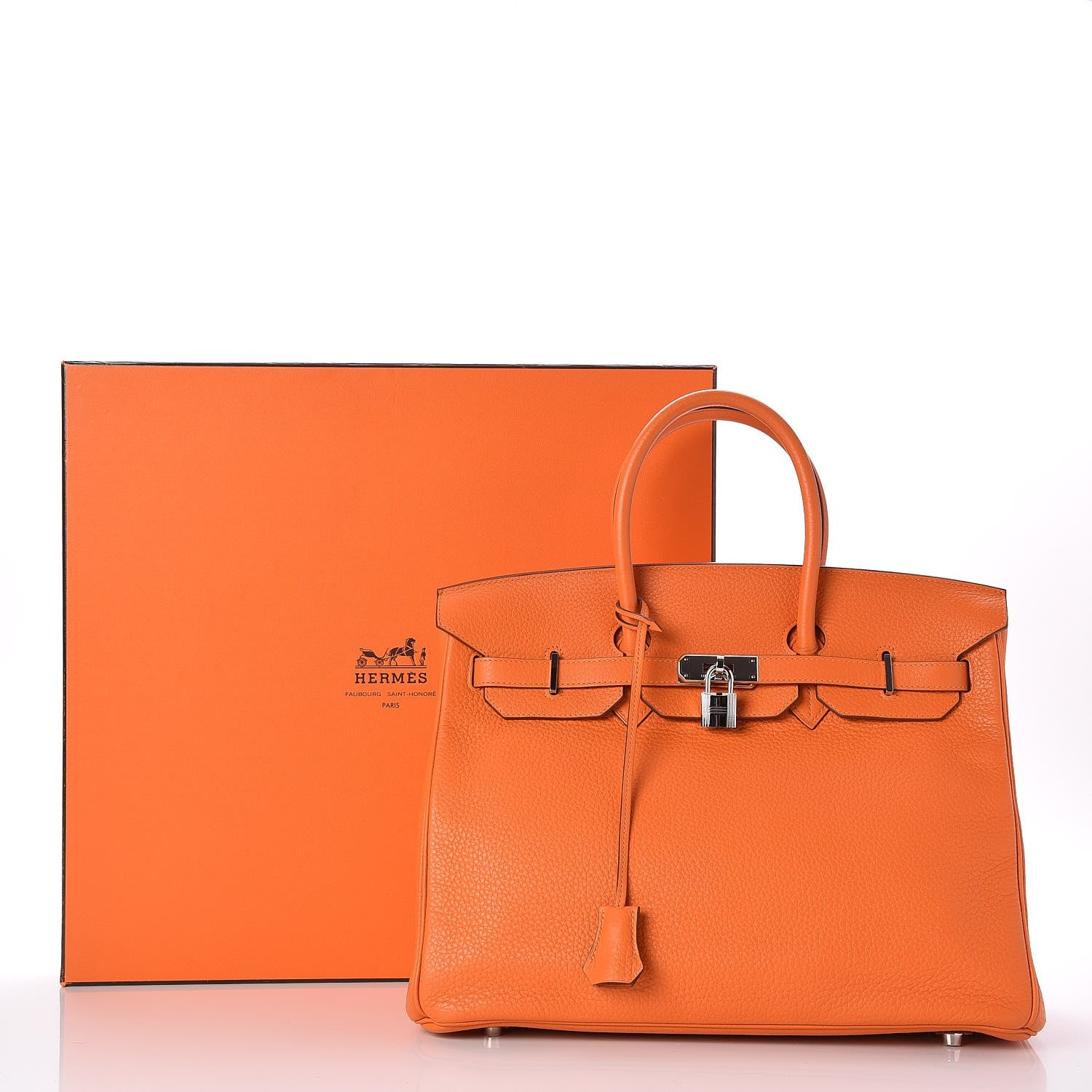 Hermes Taurillon Clemence Birkin 35 Orange 32 of 32
