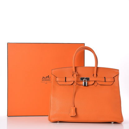 Hermes Taurillon Clemence Birkin 35 Orange 32 of 32