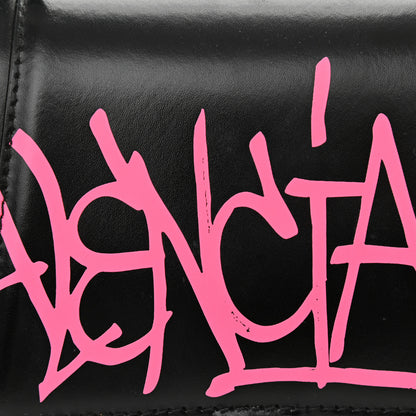 Balenciaga Shiny Box Calfskin Graffiti Logo Small Hourglass Top Handle Bag Black Pink 11 of 11
