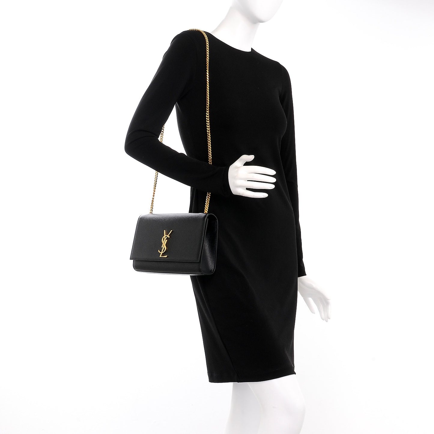 Grain De Poudre Medium Classic Monogram Kate Satchel Black
