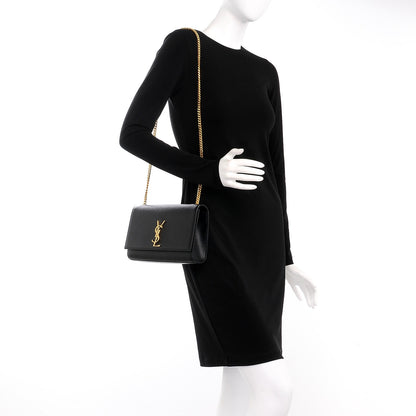 Saint Laurent Grain De Poudre Medium Classic Monogram Kate Satchel Black 2 of 7