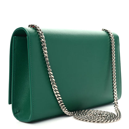 Saint Laurent Grain De Poudre Calfskin Medium Classic Monogram Kate Tassel Satchel Green 3 of 8