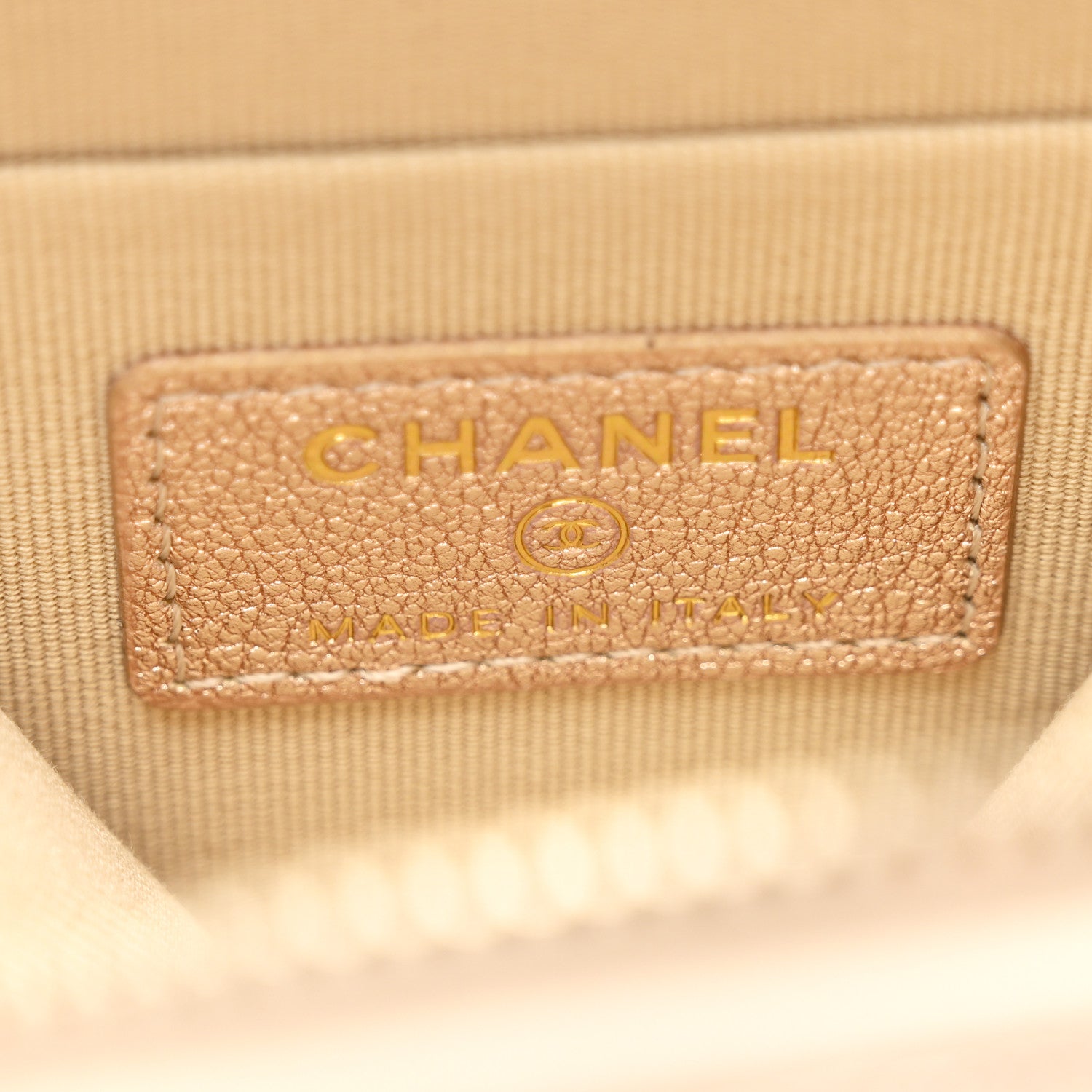 Chanel Metallic Lambskin Quilted Round Clip On Coin Purse Airpods Case Gold 6 of 9