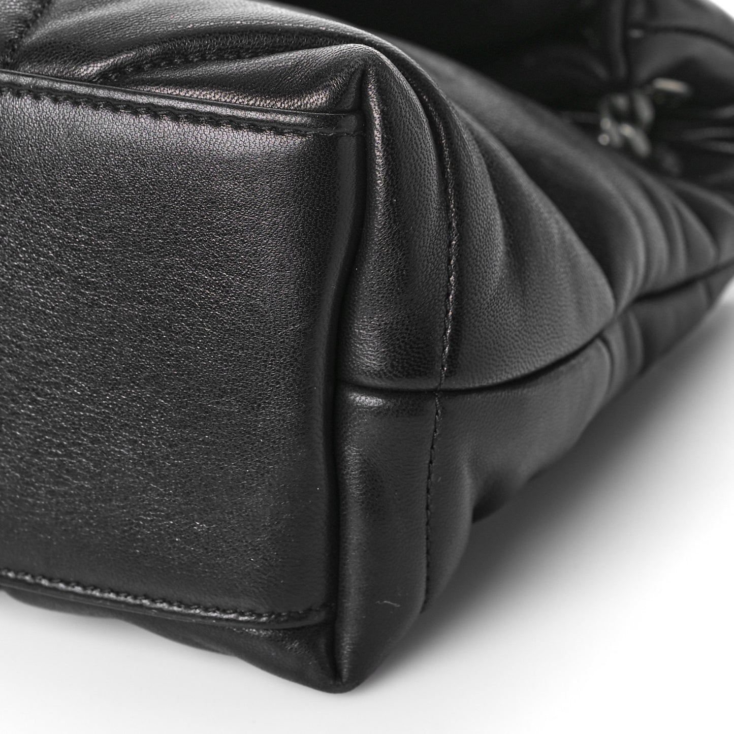 Lambskin Quilted Small Loulou Puffer Monogram Chain Satchel Black