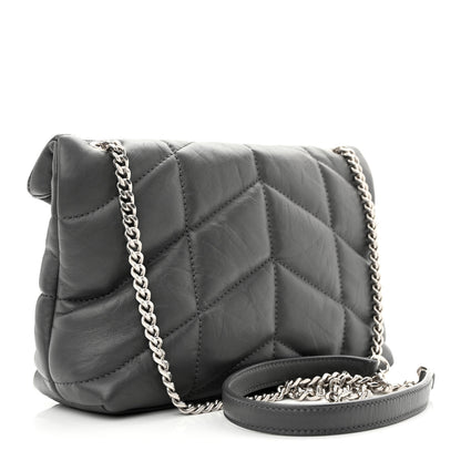 Saint Laurent Lambskin Quilted Toy Loulou Puffer Monogram Chain Satchel Storm 3 of 11