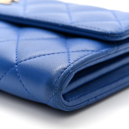 Chanel Lambskin Quilted Large Gusset Flap Wallet Blue 10 of 11