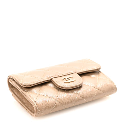 Chanel Caviar Quilted Flap Card Holder Wallet Dark Beige 4 of 8