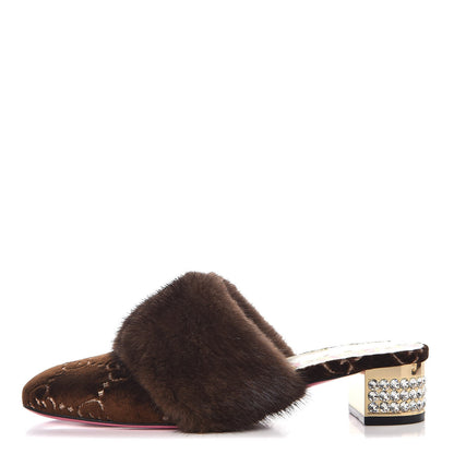 Gucci Mink Velvet GG Monogram Candy Mules 37.5 Scan Brown Brown 1 of 9
