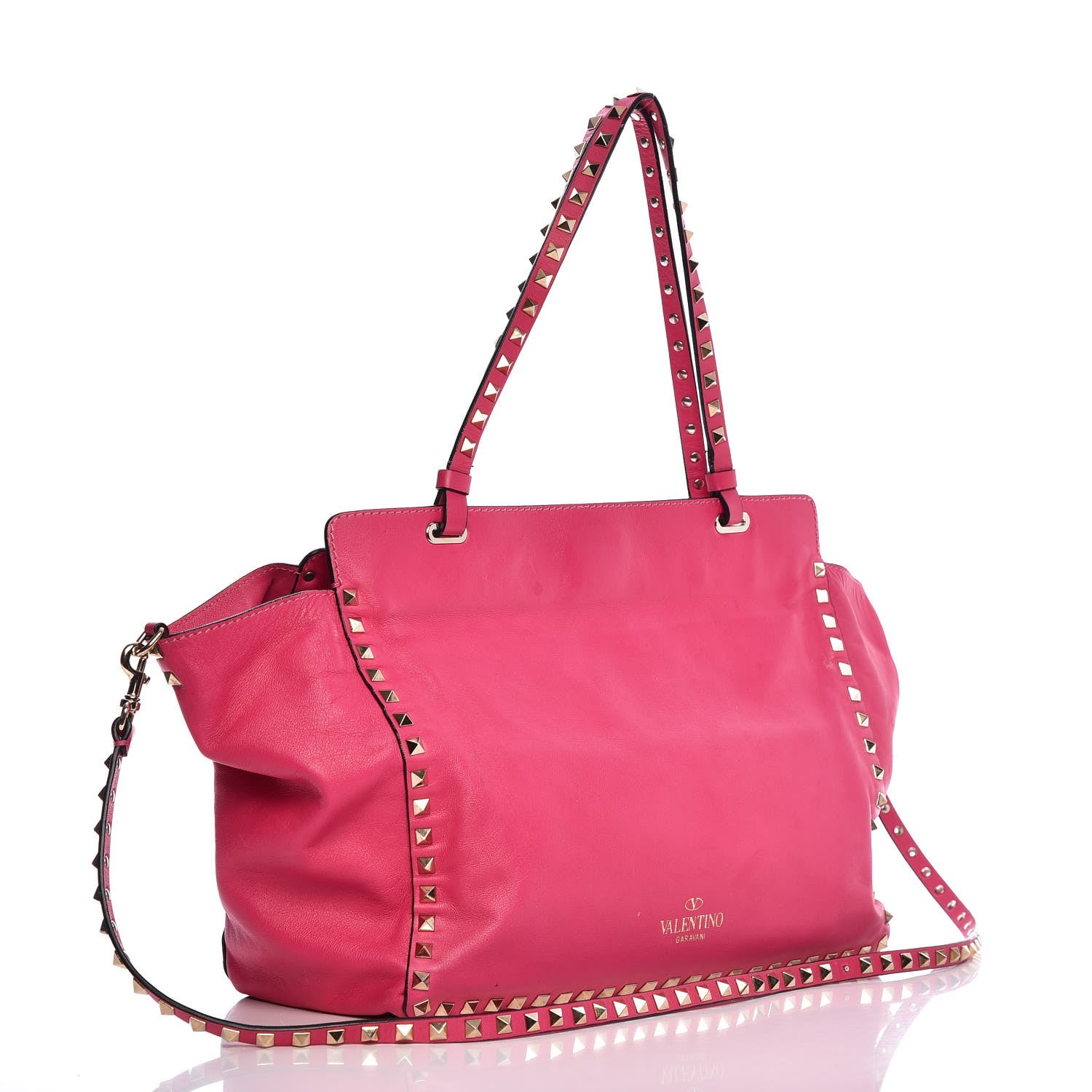 Valentino Garavani Vitello Medium Rockstud Tote Pop Fuxia 3 of 19