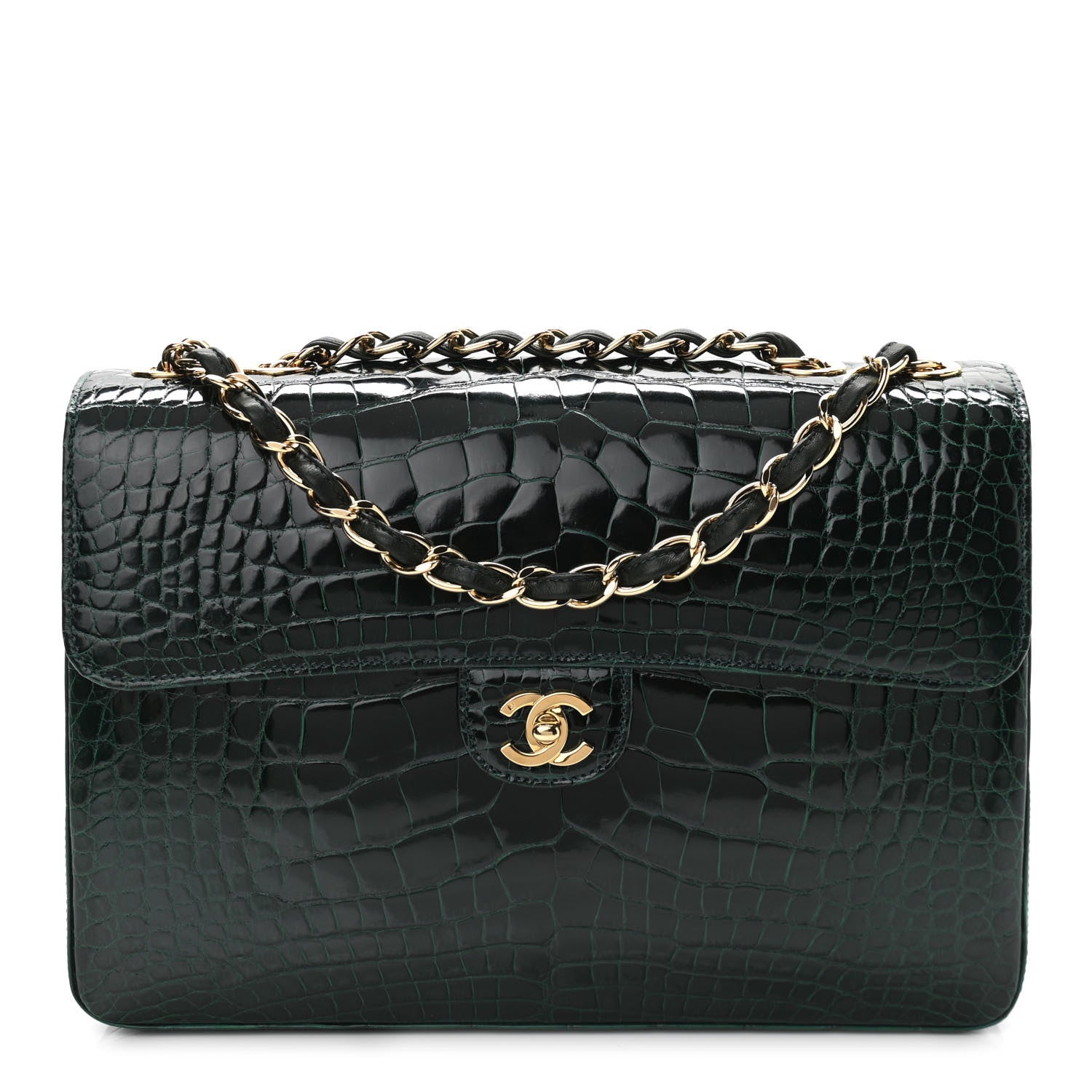 Chanel Alligator Jumbo Single Flap Green 1 of 10
