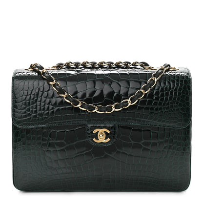 Chanel Alligator Jumbo Single Flap Green 1 of 10