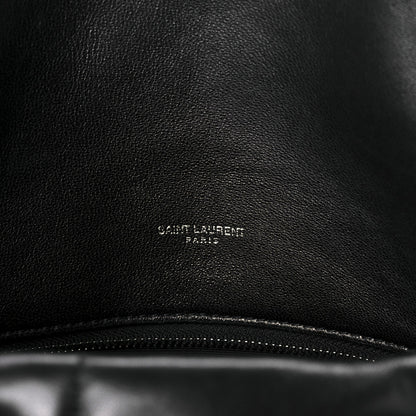 Saint Laurent Lambskin Quilted Medium Loulou Puffer Monogram Chain Satchel Black 6 of 12