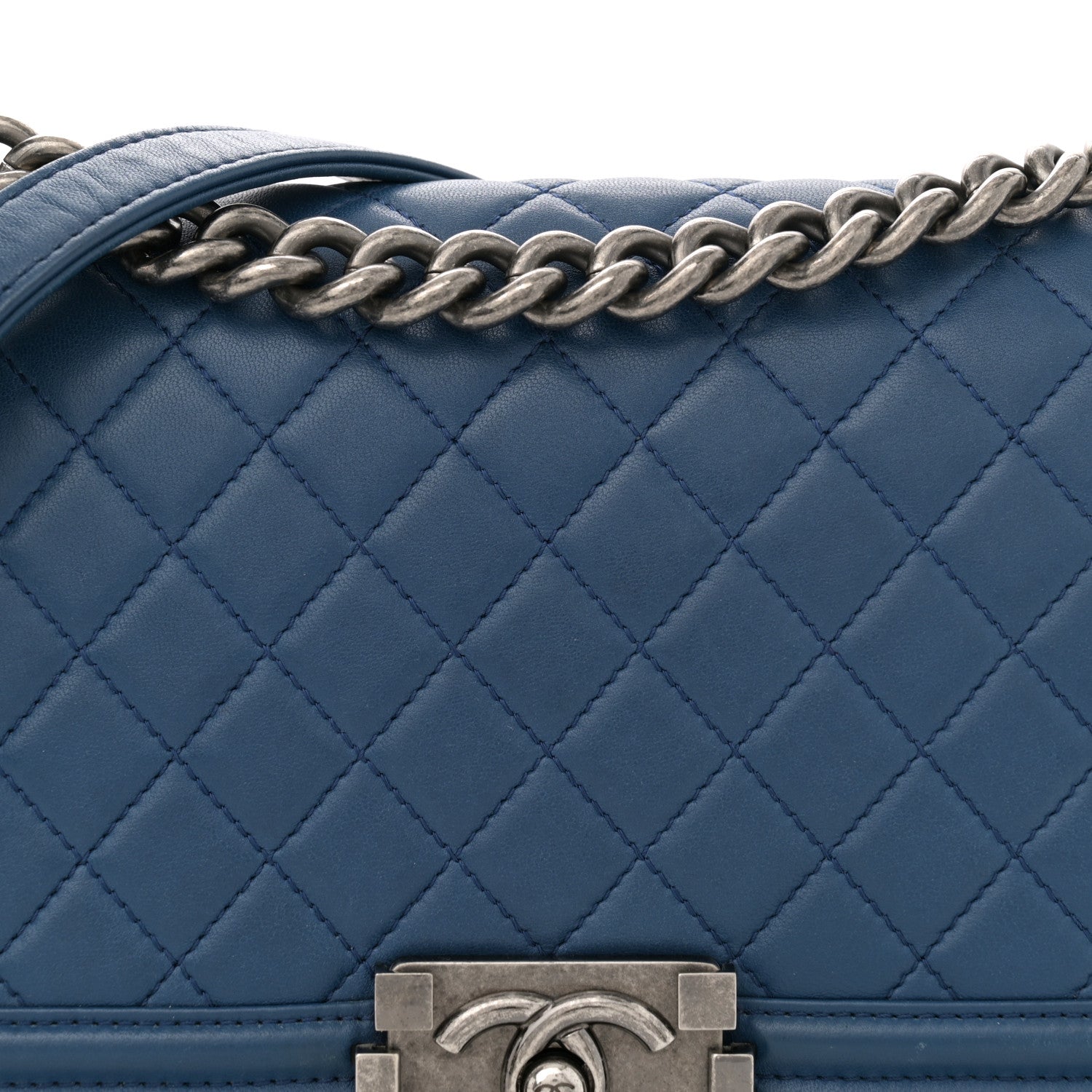 Chanel Lambskin Quilted Medium Boy Flap Blue 8 of 11