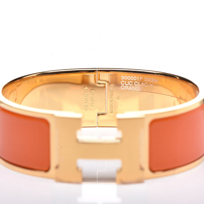 Hermes Enamel Wide Clic Clac H Bracelet GM Orange 4 of 5