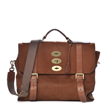 Mulberry Embossed Crocodile Calfskin Nubuck Ted Convertible Messenger Bag Cognac 1 of 11