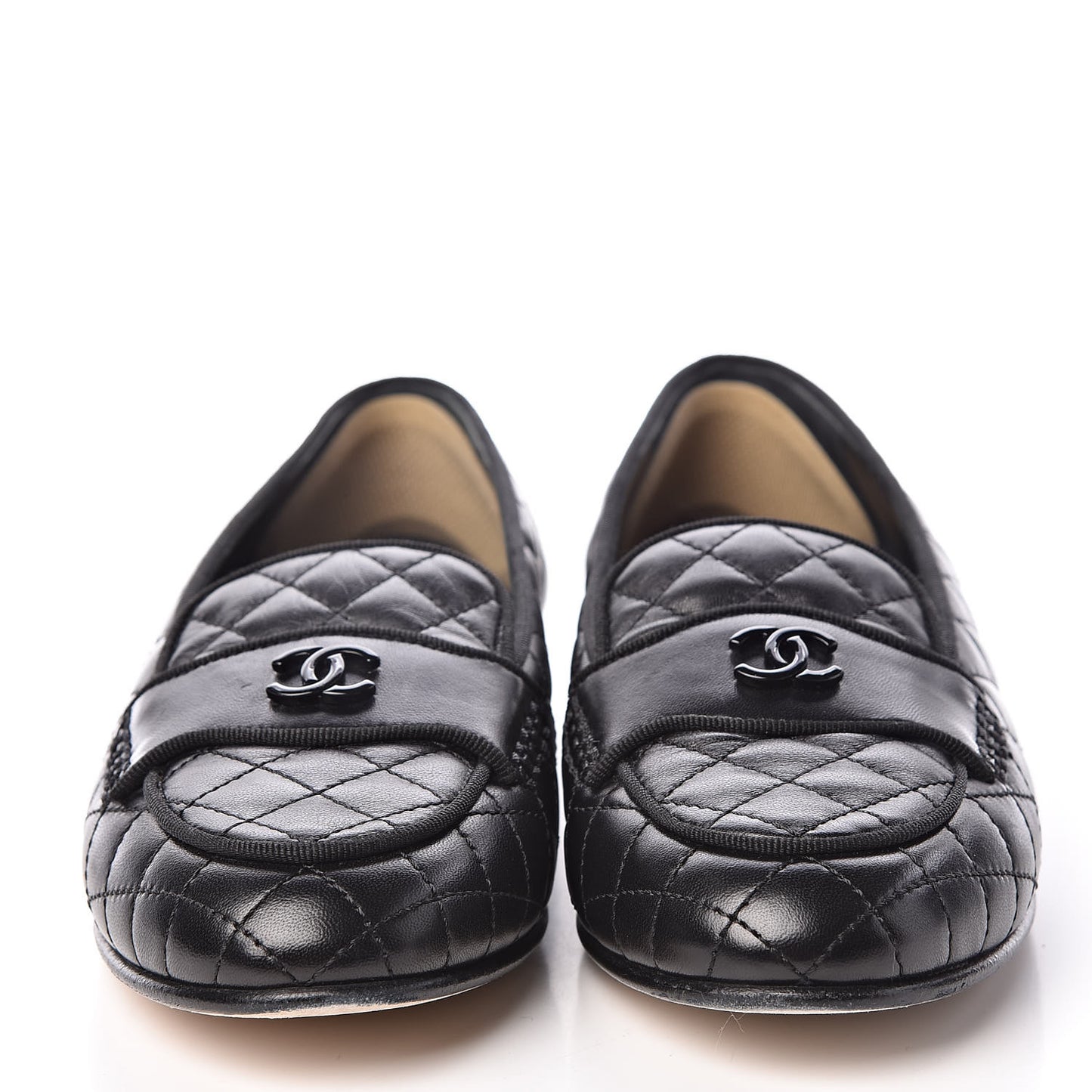 Lambskin Quilted CC Loafers 37.5 Black