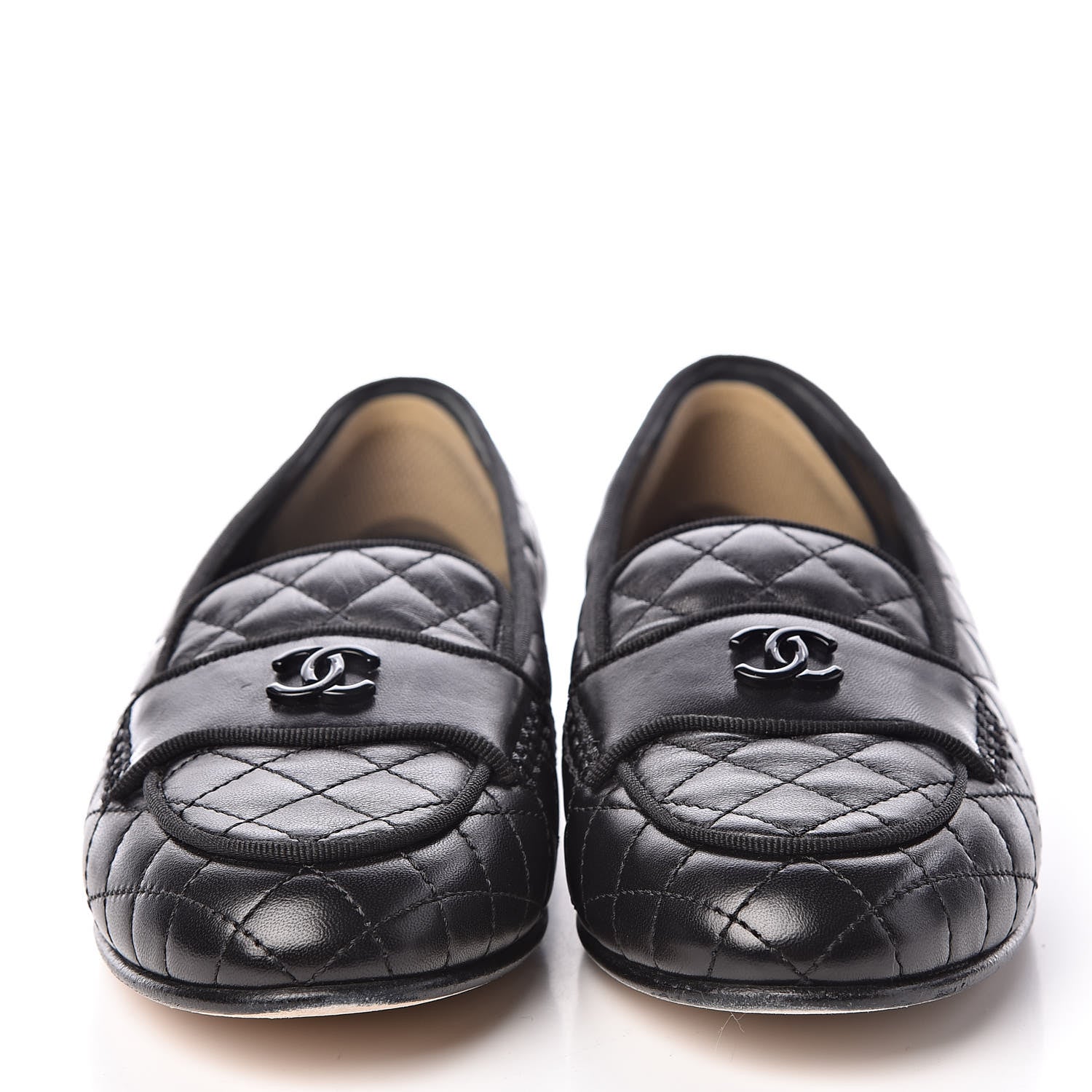Chanel Lambskin Quilted CC Loafers 37.5 Black 2 of 15