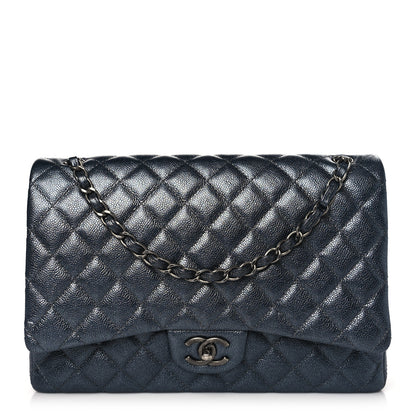 Chanel Metallic Caviar Quilted Maxi Double Flap Charcoal 1 of 11