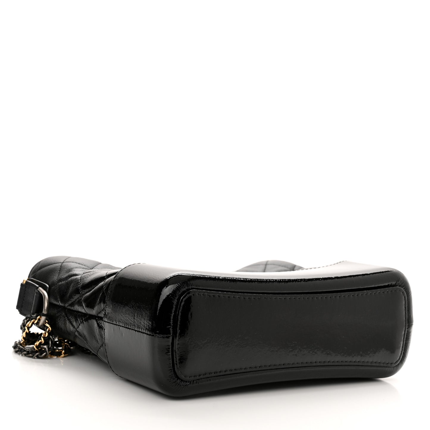 Patent Goatskin Quilted Medium Gabrielle Hobo Black