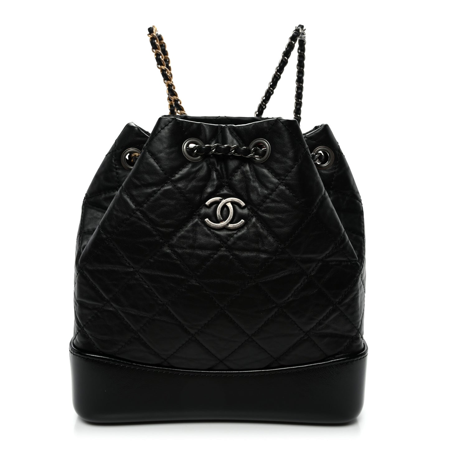 Aged Calfskin Quilted Small Gabrielle Backpack Black