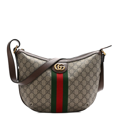 Gucci GG Supreme Monogram Web Small Ophidia Half Moon Hobo Brown 1 of 10