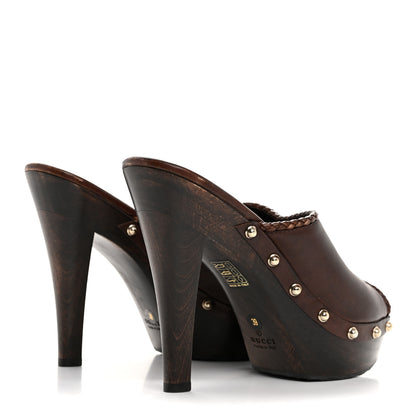 Gucci Saddle Soft Tamponato Platform Clog Slide Mules 39 Testa di Moro 5 of 10