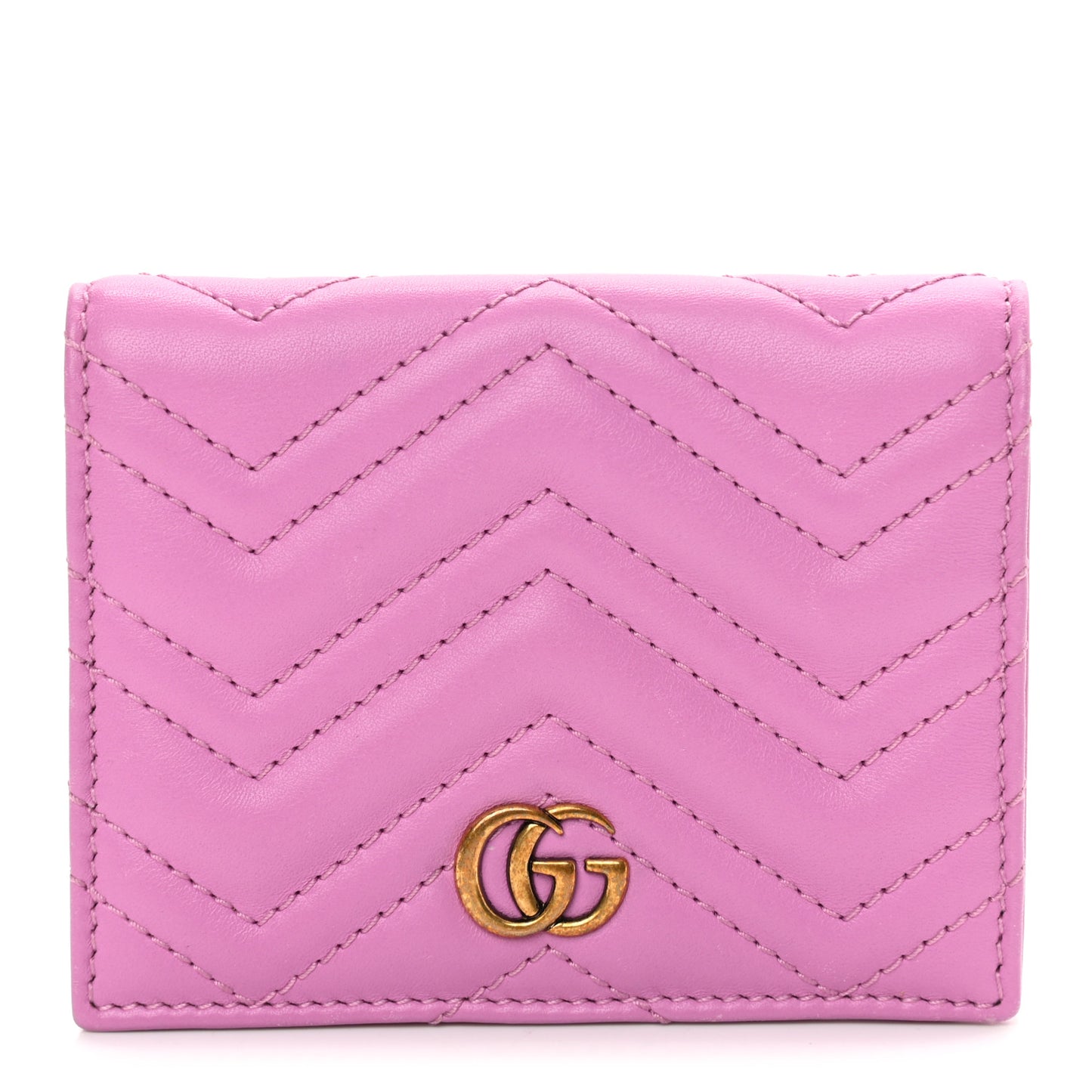 Calfskin Matelasse GG Marmont Card Case Candy Mousse