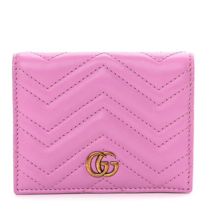 Gucci Calfskin Matelasse GG Marmont Card Case Candy Mousse 1 of 11