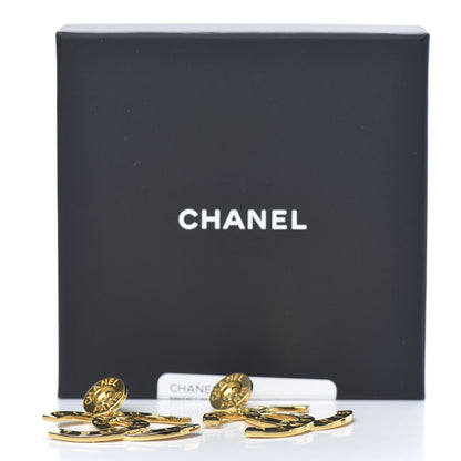 Chanel Metal Large Paris Button Earrings Gold 5 of 5