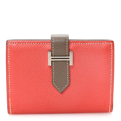 Hermes Epsom Bi Color Bearn Card Holder Wallet Rose Jaipur Etoupe 1 of 8