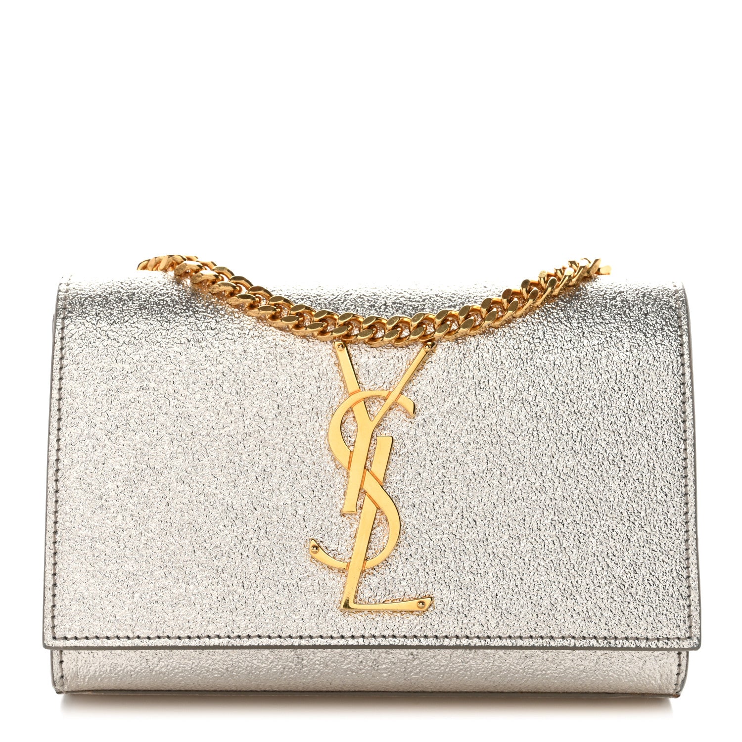 Saint Laurent Metallic Calfskin Small Classic Monogram Kate Satchel Platine 1 of 11