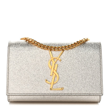 Saint Laurent Metallic Calfskin Small Classic Monogram Kate Satchel Platine 1 of 11
