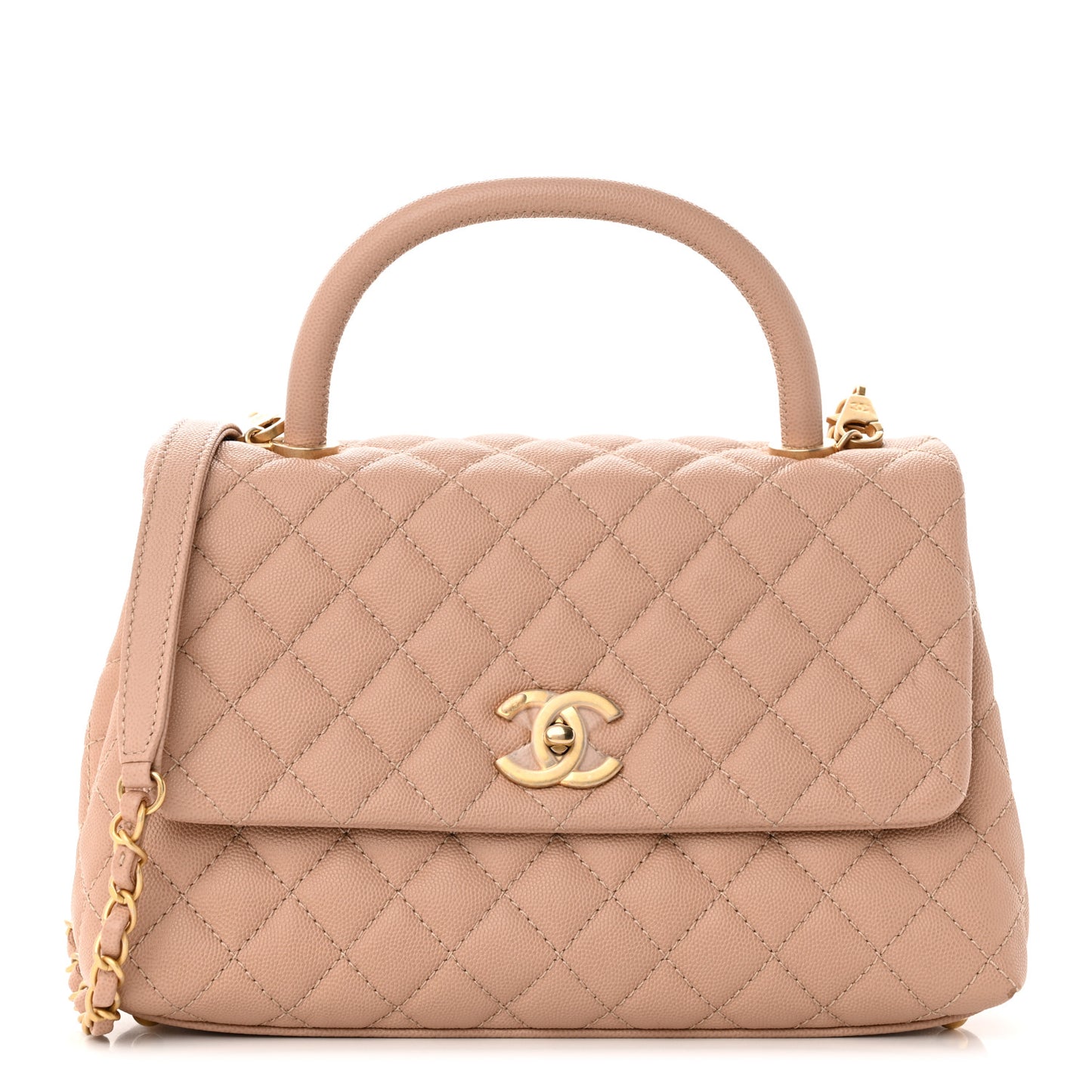 Caviar Quilted Small Coco Handle Flap Light Pink