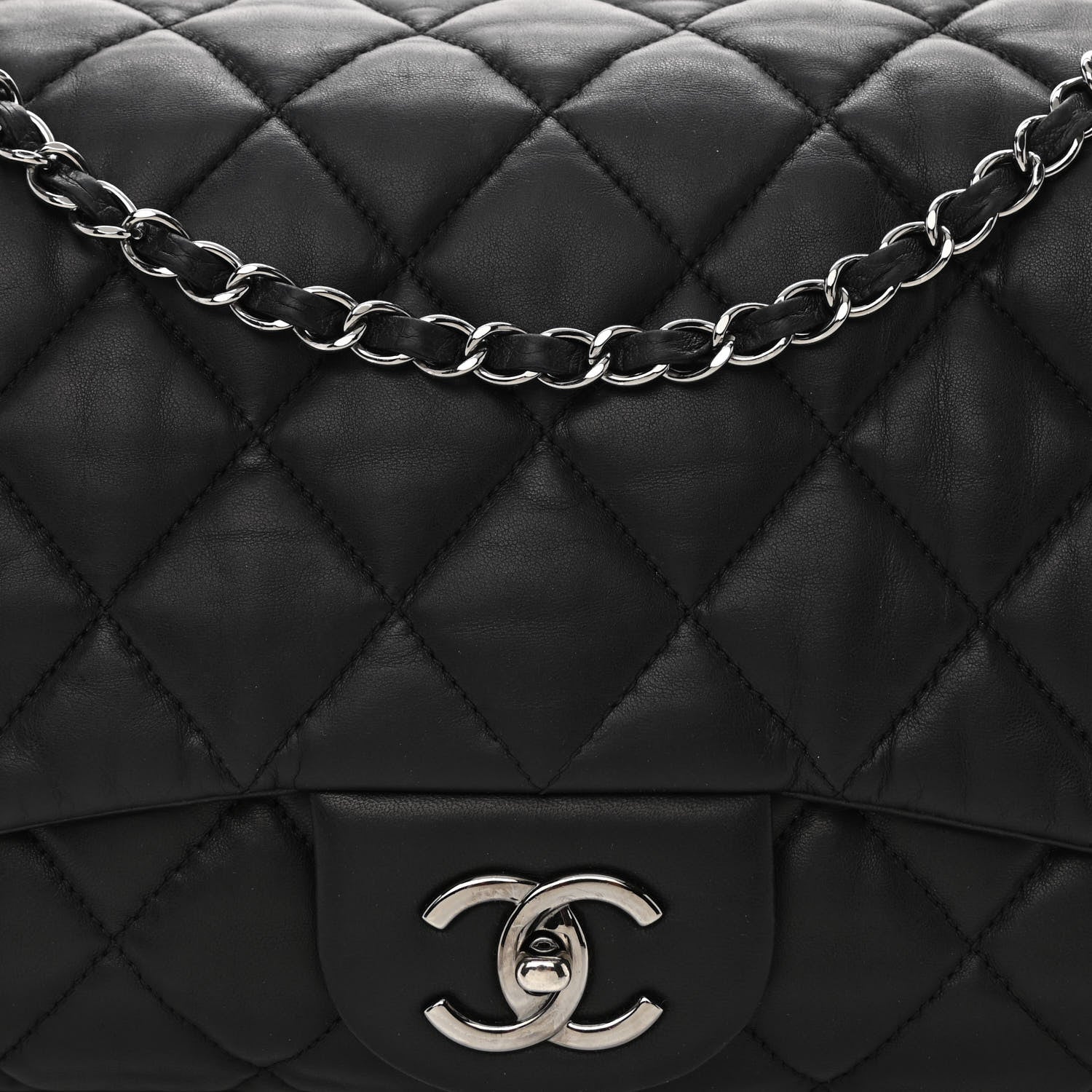 Chanel Lambskin Quilted Maxi Chanel 3 Flap Black 8 of 10