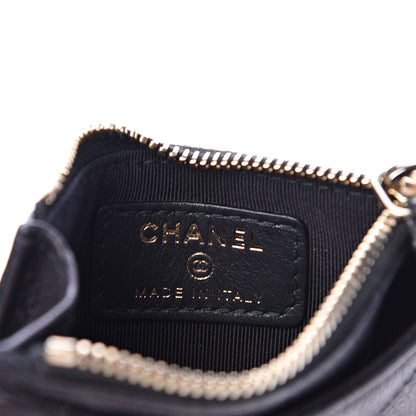 Chanel Letter Calfskin Embossed Quilted CC Zip Card Holder Black 5 of 7