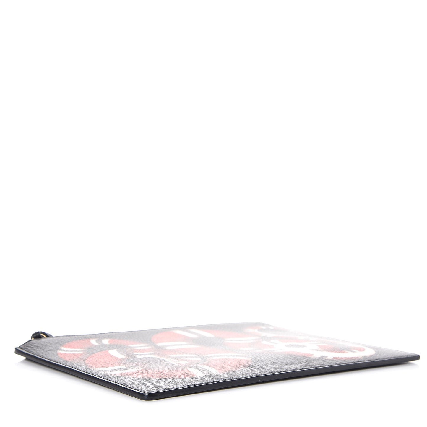 Pebbled Calfskin Kingsnake Print Clutch Black