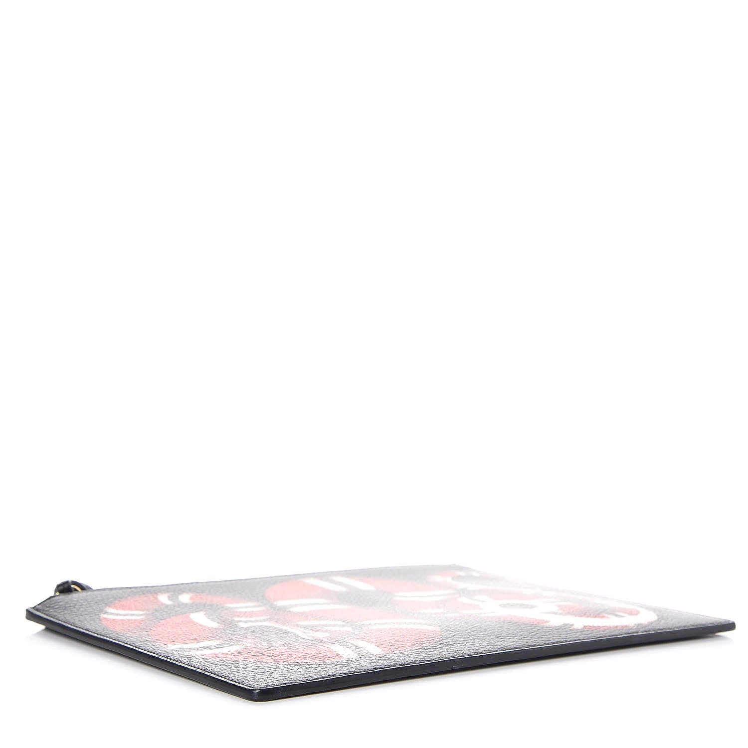 Gucci Pebbled Calfskin Kingsnake Print Clutch Black 4 of 9
