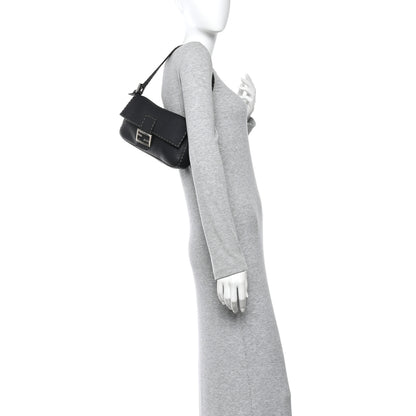 Fendi Calfskin Romano Selleria Baguette Black 3 of 12