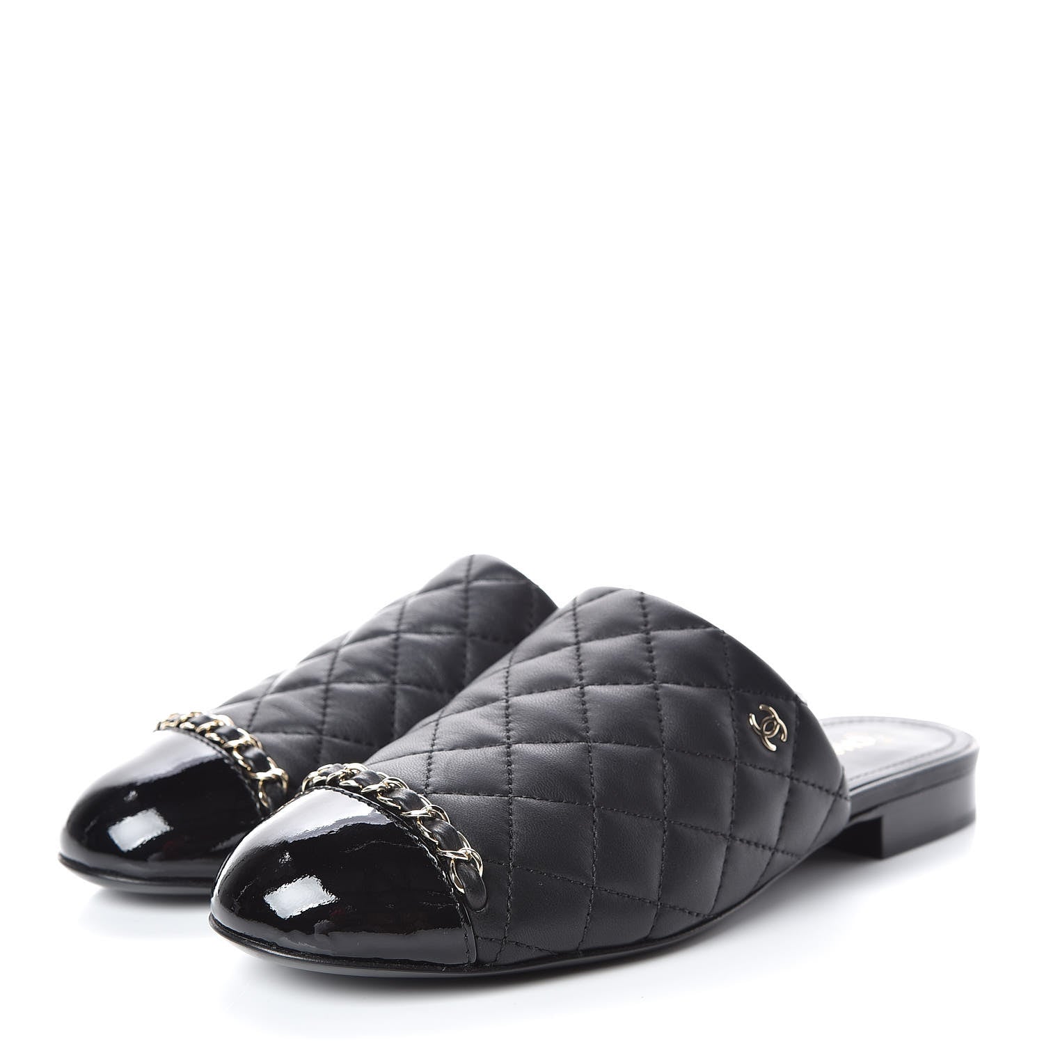 Chanel Lambskin Quilted Chain Mules 36 Black 3 of 9