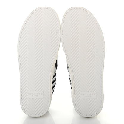Saint Laurent Canvas Striped Venice Low Top Sneakers 36 Black White 5 of 7