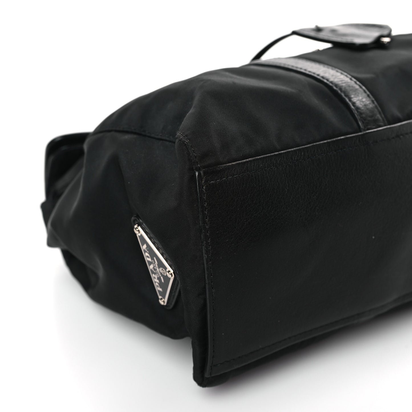 Tessuto Nylon Vitello Foldover Pushlock Satchel Black