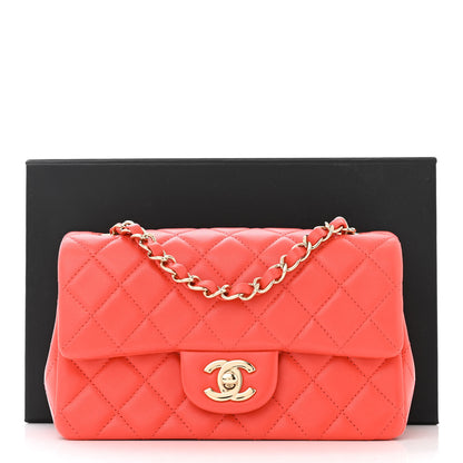 Chanel Lambskin Quilted Mini Rectangular Flap Coral 11 of 11