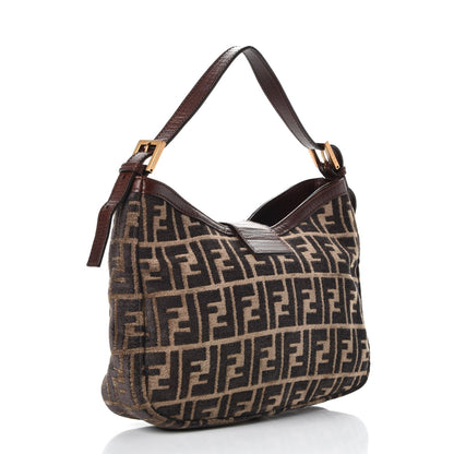 Fendi Velvet Zucca Vitello Forever Hobo Fango Grigio Bruciato 3 of 10