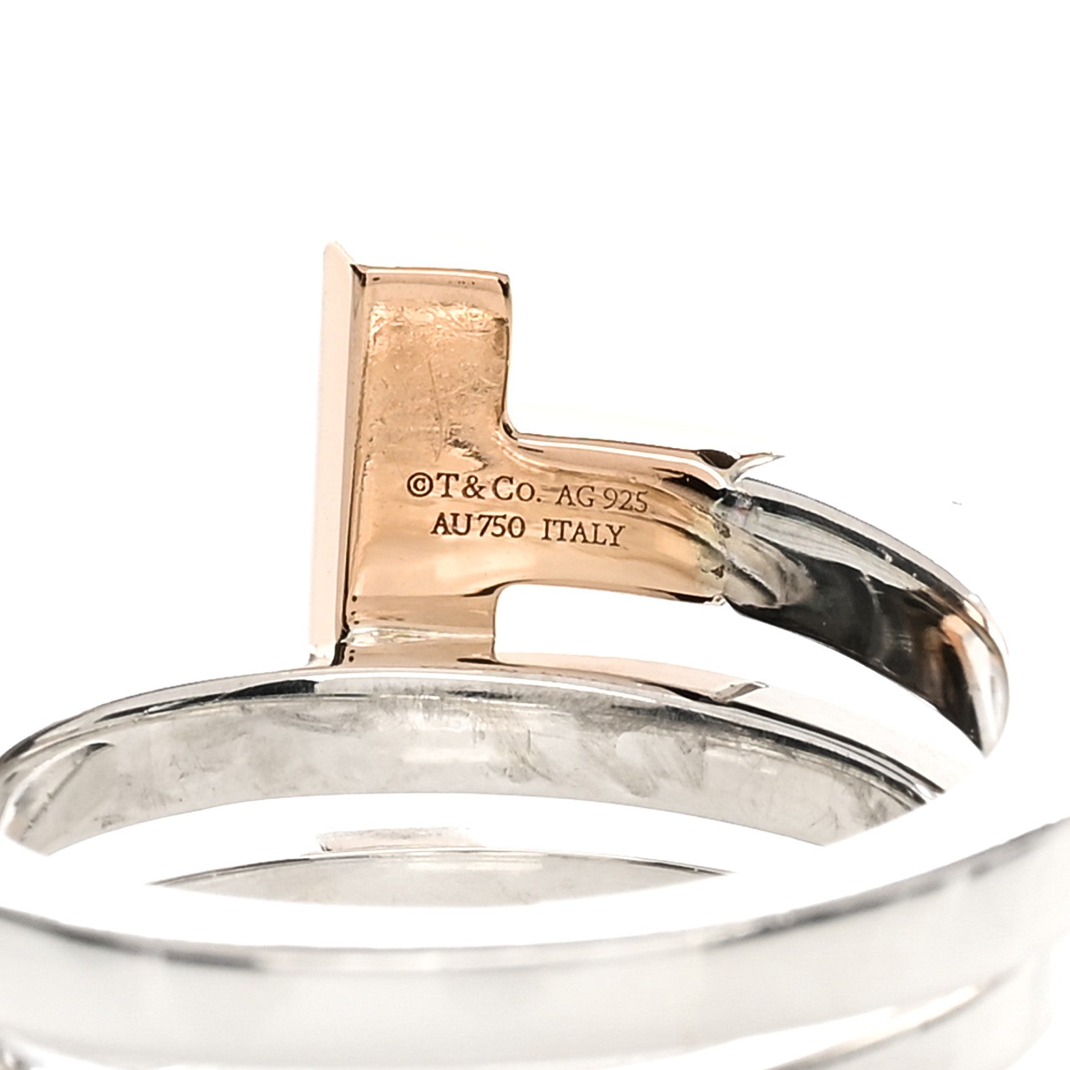 Tiffany 18K Rose Gold Sterling Silver T Square Wrap Ring 49 4.75 4 of 4