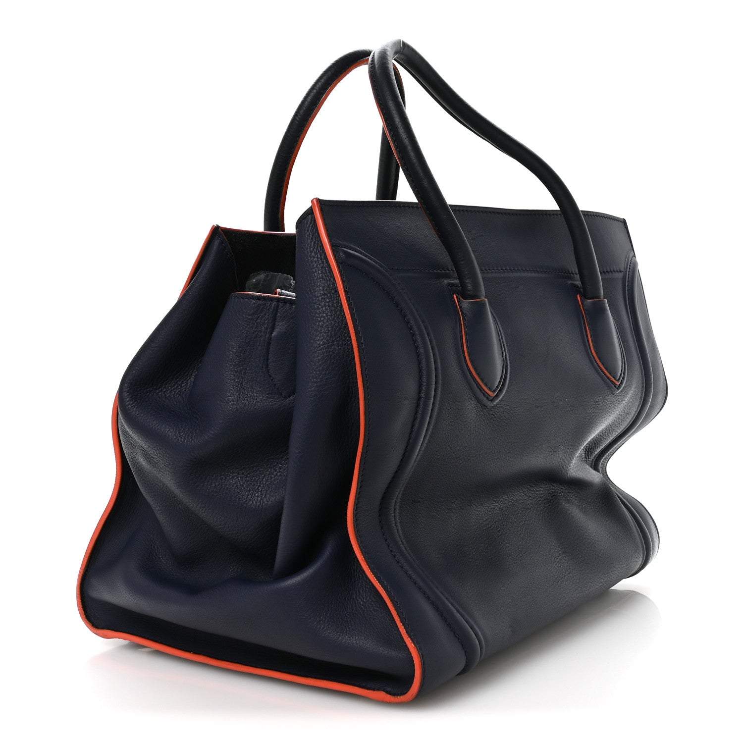 Celine Supple Calfskin Large Phantom Luggage Navy Blue Orange 2 of 10