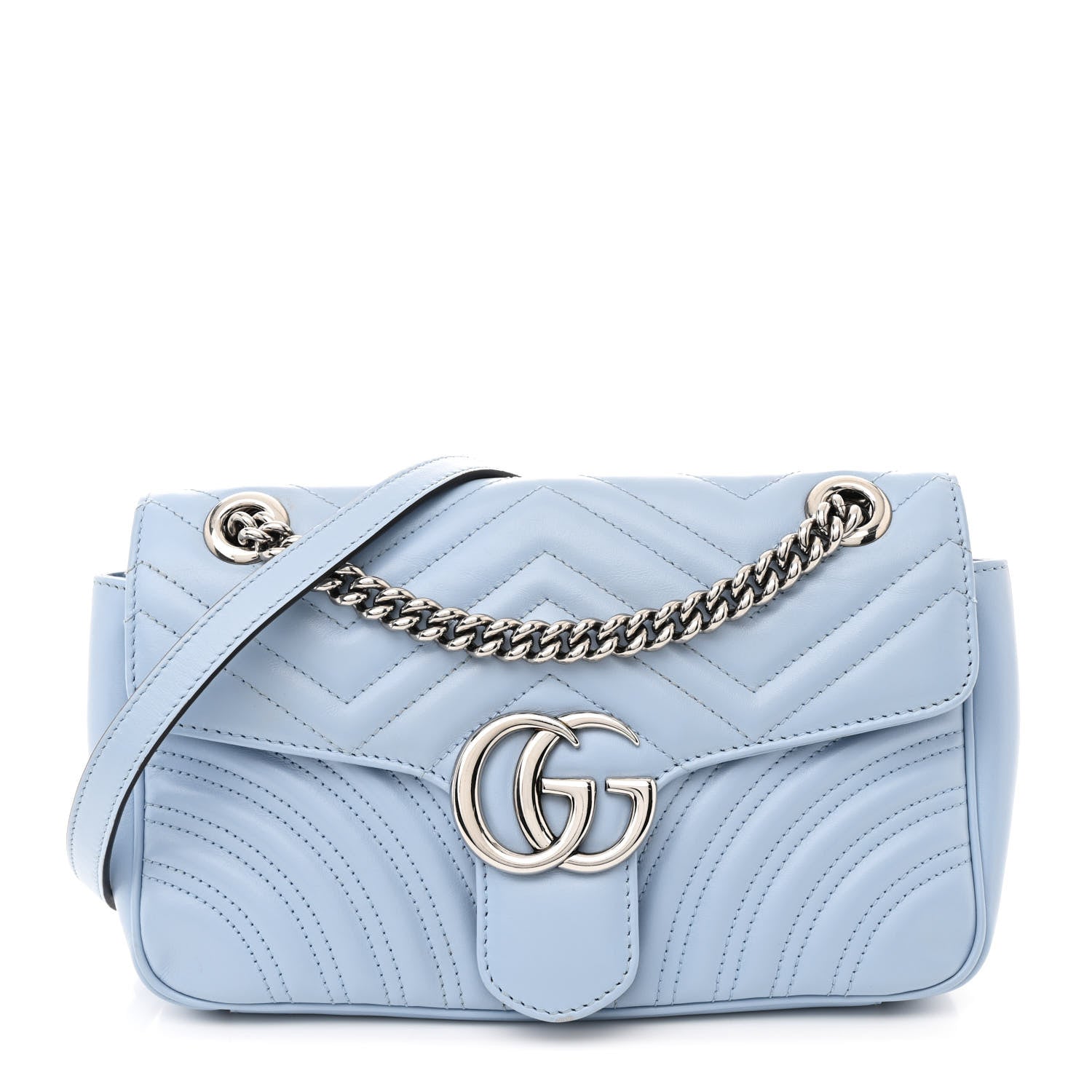 Gucci Calfskin Matelasse GG Marmont Shoulder Bag Porcelain Light Blue 1 of 10