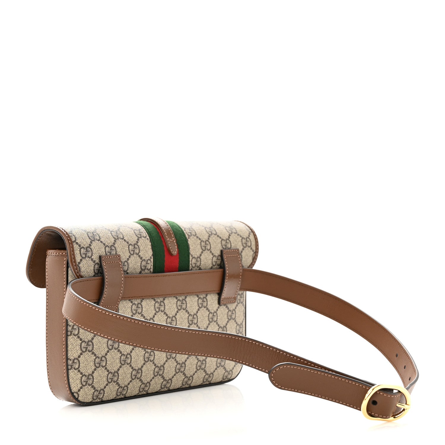 Gucci GG Supreme Monogram Azalea Calfskin Web Jackie 1961 Belt Bag 90 36 Beige Ebony Brown Sugar 3 of 11